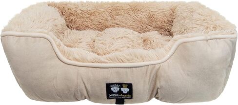 سرير كلاب بوستر من بيسي اند بارني - سرير كلب من الفرو الصناعي المخملي الممتاز - سرير كلب ناعم مستطيل - سرير مهدئ للكلاب - متين وقابل للغسل - متعدد in Kuwait