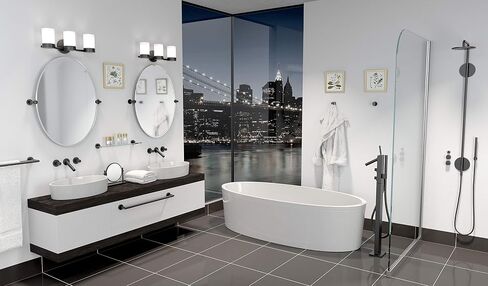 Gatco 4639XFSM Glam Framed Rectangle Mirror, 25 Inch, Matte Black / 25" H x 23.63" W Wall Mounted Pivoting Beveled Rectangle Bathroom Vanity Mirror with Matte Black Frame and Brackets in Saudi Arabia