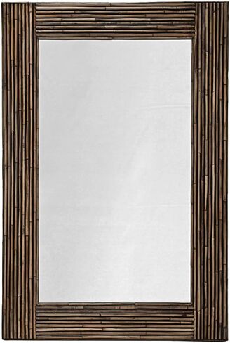 مرآة الحائط كوبو، بتصميم مستطيل بتصميم راتان استوائي، مقاس 60.96 سم × 91.44 سم، لون أسود in Kuwait