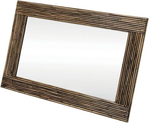 مرآة الحائط كوبو، بتصميم مستطيل بتصميم راتان استوائي، مقاس 60.96 سم × 91.44 سم، لون أسود in Kuwait