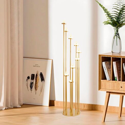 YLSMILE 9 Arm Candelabra Candle Holders for Wedding Centerpiece, Black Floor Candle Holders for Christmas Home Decoration, 48" Tall Metal Black Candlestick for Party Reception in Kuwait