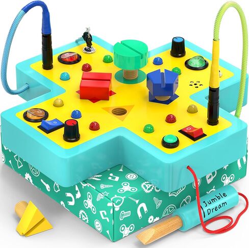 Jumble Dream Montessori Busy Board for Toddlers – 16 Button Switchboard Sensory Toys for Toddlers Activity Board Toys for Autism & ADHD 1-3 in Kuwait