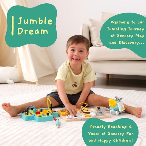 Jumble Dream Montessori Busy Board for Toddlers – 16 Button Switchboard Sensory Toys for Toddlers Activity Board Toys for Autism & ADHD 1-3 in Kuwait