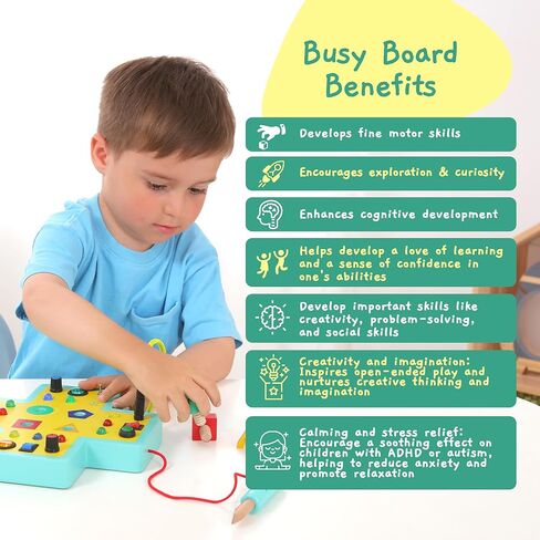 Jumble Dream Montessori Busy Board for Toddlers – 16 Button Switchboard Sensory Toys for Toddlers Activity Board Toys for Autism & ADHD 1-3 in Kuwait