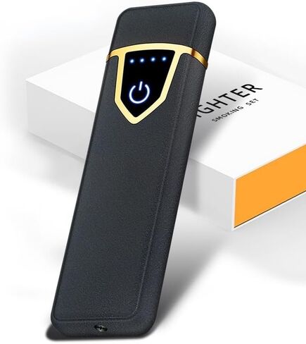 2023 Metal Windproof Electronic Fingerprint Induction Cigarette Lighter Mini Lighter for Cigarette Custom Lighter (Electrophoresis Black) in Saudi Arabia