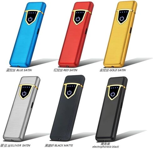 2023 Metal Windproof Electronic Fingerprint Induction Cigarette Lighter Mini Lighter for Cigarette Custom Lighter (Electrophoresis Black) in Saudi Arabia