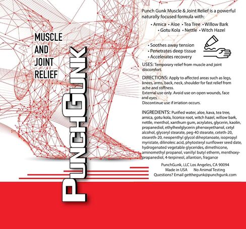 PunchGunk Muscle and Joint Relief, Non Greasy, Naturally Advanced Lotion with Arnica, Aloe & Tea Tree 3.0oz in Saudi Arabia