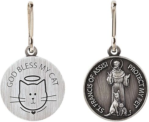 Silver Toned Saint St Francis Protect My Pet Collar Medal with Blank Back, 1 Inch in Saudi Arabia