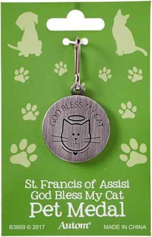 Silver Toned Saint St Francis Protect My Pet Collar Medal with Blank Back, 1 Inch in Saudi Arabia