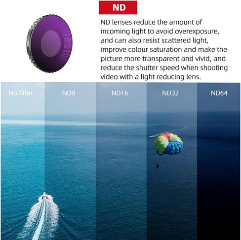 مرشح CAPART CPL لـ DJI OSMO Action 4، إطار من الألومنيوم وزجاج بصري متعدد الطبقات، مرشح مستقطبات دائرية، مقاوم للرذاذ ومقاوم للخدش وسهل التنظيف in Kuwait