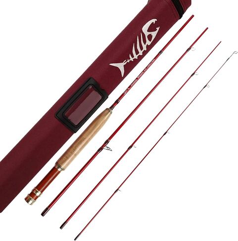 Aventik Whisperer Fly Fishing Rod with Rod Tube | Fast action 6/7ft travel rod; Fits 0/1/2/3/4wt; 24T carbon blank; CNC burl wood reel seat in Saudi Arabia