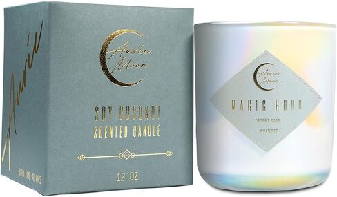 أوريك مون | شمعة ديزرت سيج + لافندر فاخرة من الصويا وجوز الهند للنساء | حرق بطيء لأكثر من 70 ساعة | فتائل طقطقة الخشب | مصبوب يدويًا في كاليفورنيا in Kuwait