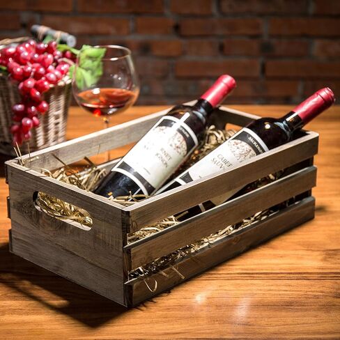 MyGift Rustic Dark Gray Wood Decorative Storage Boxes with Cutout Handles - Country Style Nesting Crates, Open Top Pallet Design Bins, Set of 2 in Saudi Arabia