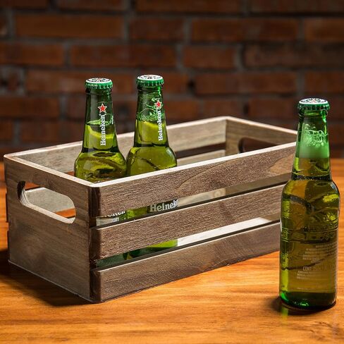 MyGift Rustic Dark Gray Wood Decorative Storage Boxes with Cutout Handles - Country Style Nesting Crates, Open Top Pallet Design Bins, Set of 2 in Saudi Arabia