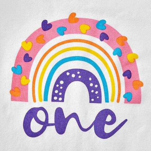 مجموعة ملابس عيد الميلاد الأول للفتيات الصغيرات بألوان قوس قزح مطبوعة على شكل كعكة سماش بأكمام طويلة وتنورة من التول مع عصابة رأس in Kuwait