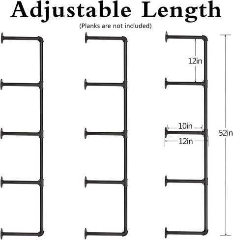 Pynsseu Industrial Iron Pipe Shelf Wall Mount, Farmhouse DIY Open Bookshelf, Pipe Shelves for Kitchen Bathroom, bookcases Living Room Storage, 2Pack of 4 Tier in Saudi Arabia