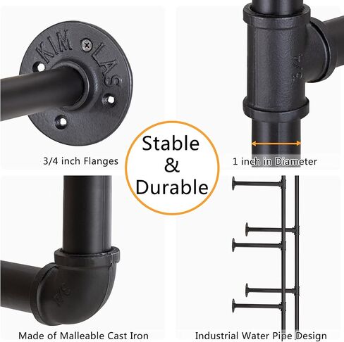 Pynsseu Industrial Iron Pipe Shelf Wall Mount, Farmhouse DIY Open Bookshelf, Pipe Shelves for Kitchen Bathroom, bookcases Living Room Storage, 2Pack of 4 Tier in Saudi Arabia