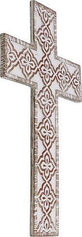 Top Brass Simple 12" Weathered Whitewash Wood Look Decorative Wall Cross - Shabby Chic Chalk Paint in Saudi Arabia