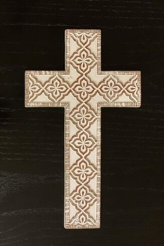 Top Brass Simple 12" Weathered Whitewash Wood Look Decorative Wall Cross - Shabby Chic Chalk Paint in Saudi Arabia