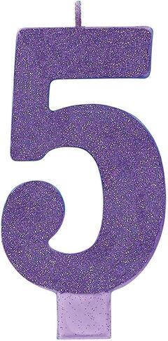 Amscan #5 Large Glitter Birthday Candle | Purple | Party Supply | 1 piece in Saudi Arabia
