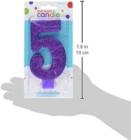 Amscan #5 Large Glitter Birthday Candle | Purple | Party Supply | 1 piece in Saudi Arabia