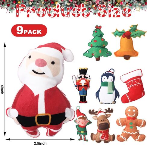 Hiboom Mini Plush Christmas Dog Toys Squeaky Puppy Toys Interactive Plush Dog Toys Durable Chew Bite Dog Squeak Toys for Puppy Small Dogs, 9 Styles in Saudi Arabia