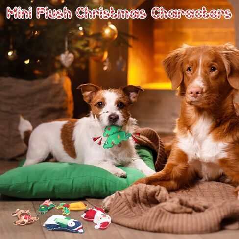Hiboom Mini Plush Christmas Dog Toys Squeaky Puppy Toys Interactive Plush Dog Toys Durable Chew Bite Dog Squeak Toys for Puppy Small Dogs, 9 Styles in Saudi Arabia