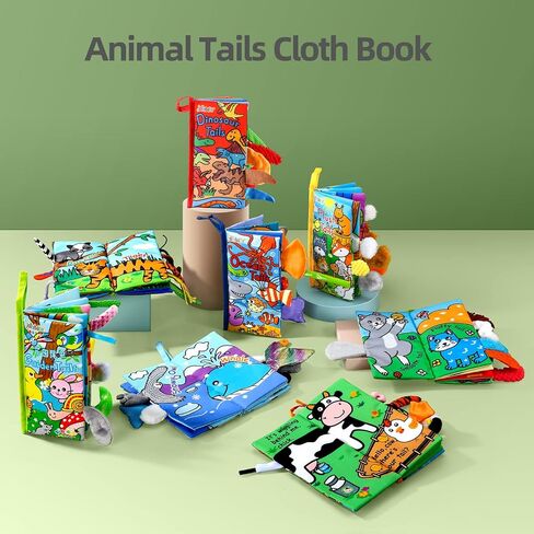 Jollybaby Soft Baby Cloth Books, Crinkle Tail Book, Sensory Teething Books for Babies, Infants & Toddler, Early Children Development Interactive Baby Girl & Boy Toys Gift(Ocean) in Kuwait