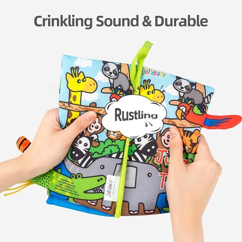 Jollybaby Soft Baby Cloth Books, Crinkle Tail Book, Sensory Teething Books for Babies, Infants & Toddler, Early Children Development Interactive Baby Girl & Boy Toys Gift(Ocean) in Kuwait