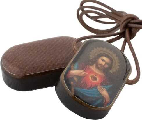 Large Intercession Scapular with Wooden Tags | Beautiful Art of Sacred Heart and Mary | Color Images on Wood with Resin Finish | Great Catholic Gift for First Communion and Confirmation in Saudi Arabia