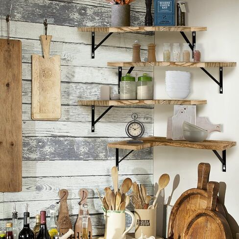 Asvor Clark Corner Floating Shelves, Brown Corner Shelf Wall Mount Set of 4, Natural Wood Display Wall Storage Shelves for Bathroom, Living Room, Kitchen, Bedroom, Office in Saudi Arabia