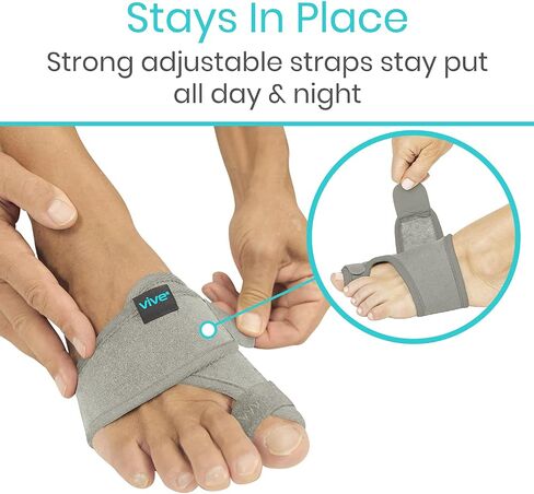 Vive Bunion Brace (Pair) - Big Toe Corrector Straightener with Splint - Hallux Valgus Pad, Joint Pain Relief, Alignment Treatment - Orthopedic Sleeve Foot Wrap Support for Men and Women (Black) in Saudi Arabia