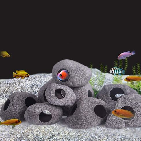 XMHF Aquarium Ceramic Small Fish Shrimp Crayfish Breeding Habitat Shelter Brown XM140 in Saudi Arabia