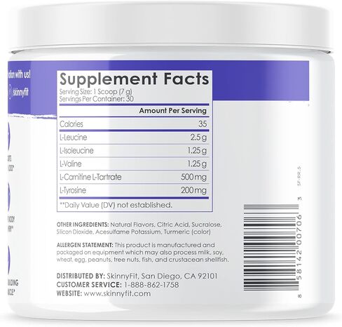 SkinnyFit Repair & Recover 30 حصة: مسحوق BCAA للنساء، أحماض أمينية متفرعة السلسلة، مكمل ما قبل التمرين بعد التمرين لدعم القدرة على التحمل، يساعد في تعافي العضلات، نكهة استوائية in Kuwait