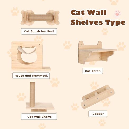اس ام او ان تي اي ار مجموعة ارفف ومجاثم تثبت على الحائط للقطط - اثاث حائط للقطط - منزل للقطط وشقة ارجوحة، عمود خدش للقطط، سلم جسر تسلق داخلي للقطط الصغيرة والكبيرة in Kuwait