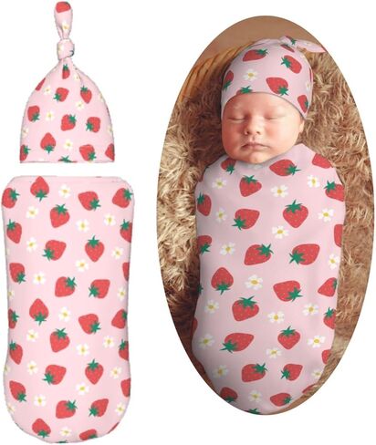 Blak White Panda Bear Pattern Newborn Swaddle Blankets Hat Sets Soft Baby Receiving Blanket Swaddle Sack for Baby Shower Infant Boy Girl Gift in Kuwait
