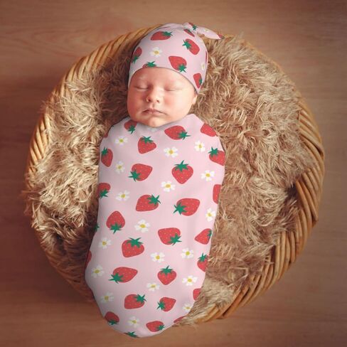 Blak White Panda Bear Pattern Newborn Swaddle Blankets Hat Sets Soft Baby Receiving Blanket Swaddle Sack for Baby Shower Infant Boy Girl Gift in Kuwait