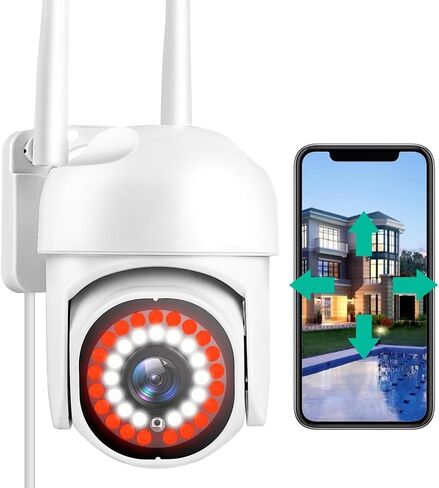 ICAMI Security Camera Outdoor WiFi 1080P 360° View Surveillance Camera Motion Detection&Siren Auto Tracking Two Way Talk Pan Tile Full Color Night Vision in Kuwait