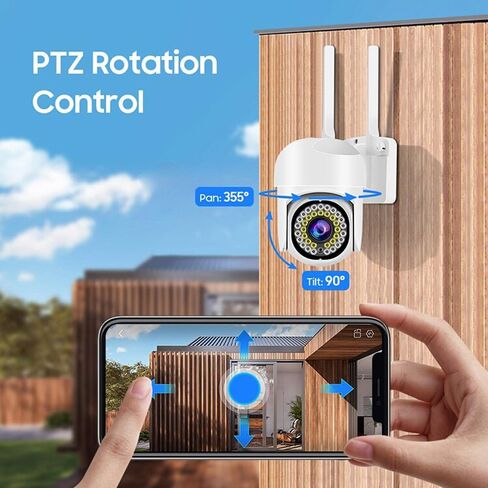 ICAMI Security Camera Outdoor WiFi 1080P 360° View Surveillance Camera Motion Detection&Siren Auto Tracking Two Way Talk Pan Tile Full Color Night Vision in Kuwait