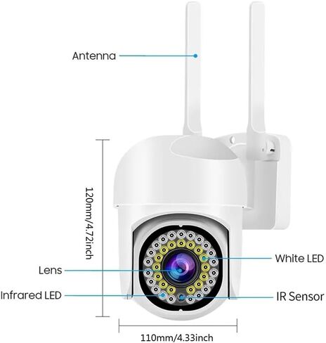 ICAMI Security Camera Outdoor WiFi 1080P 360° View Surveillance Camera Motion Detection&Siren Auto Tracking Two Way Talk Pan Tile Full Color Night Vision in Kuwait