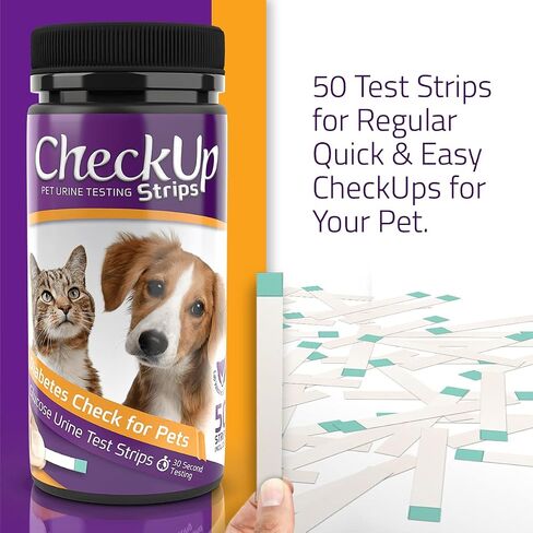 CheckUp Glucose Urine Testing Strips for Cats and Dogs - Detection of Glucose Levels x 50 in Kuwait