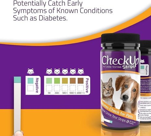 CheckUp Glucose Urine Testing Strips for Cats and Dogs - Detection of Glucose Levels x 50 in Kuwait