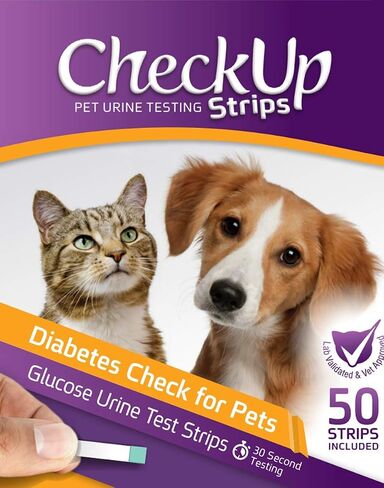 CheckUp Glucose Urine Testing Strips for Cats and Dogs - Detection of Glucose Levels x 50 in Kuwait