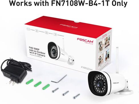 FOSCAM 1080P كاميرا WiFi شبكية إضافية لـ FN7108W-B4-1T، FI9910W، أبيض (FN7108W-B4-1T مطلوب) in Kuwait