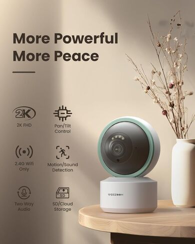 كاميرا أمان داخلية بدقة 4 ميجابكسل، كاميرا للأطفال/الحيوانات الأليفة، كشف حركة 360 درجة، صوت ثنائي الاتجاه، رؤية ليلية، 2.4 جيجا واي فاي، كاميرا داخلية ذكية لأمن المنزل، رؤية ليلية على مدار الساعة طوال أيام الأسبوع وتخزين بطاقة SD in Kuwait