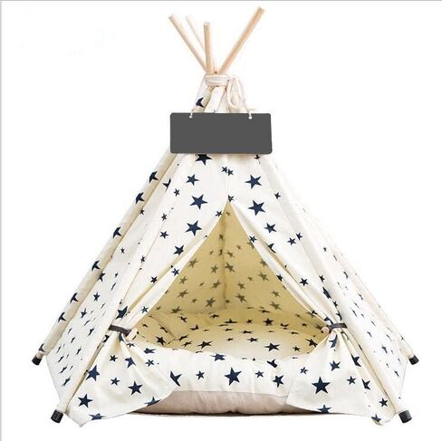 Dog Teepee Cat Tents Pet Tipi Puppy Portable Houses with Thick Cushion (Size fits 15kg/33lbs (Pets)) in Kuwait