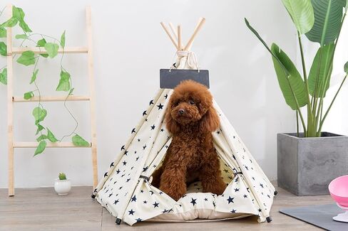 Dog Teepee Cat Tents Pet Tipi Puppy Portable Houses with Thick Cushion (Size fits 15kg/33lbs (Pets)) in Kuwait