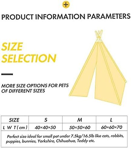 Dog Teepee Cat Tents Pet Tipi Puppy Portable Houses with Thick Cushion (Size fits 15kg/33lbs (Pets)) in Kuwait