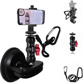 حامل كاميرا بكأس شفط شديد التحمل لكاميرات DSLR/NuCam WR/Gopro، ذراع سحري برأس كروي 360 درجة مع. برغي 1/4 بوصة -20، وحامل هاتف وشريط من السيليكون، وحلقات تسلق مع مجموعات تركيب زجاجية بحبل ربط، 2023 مُحدثة in Saudi Arabia