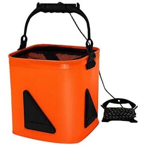 Collapsible Fishing Bucket 13L/3.43Gal Portable Fishing Water Pail for Camping Traveling Hiking Fishing Boating Gardening with 6 Meters Rope (Orange) in Kuwait